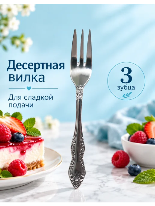 ПЗХМ Десертные вилки Тройка 2 шт, 2 шт, фото 2