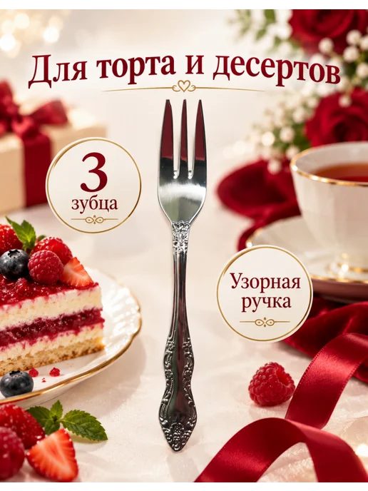 ПЗХМ Вилки для пирожных Тройка, 2 штуки, 2 шт, фото 2