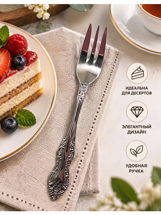 ПЗХМ Вилка для торта Тройка 1 шт, 1 шт, фото 4