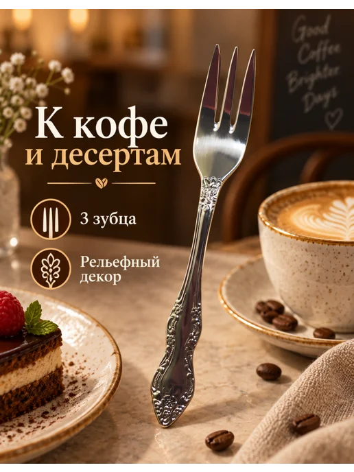 ПЗХМ Вилка для сладкого десертная Тройка, 1 шт, 1 шт, фото 2