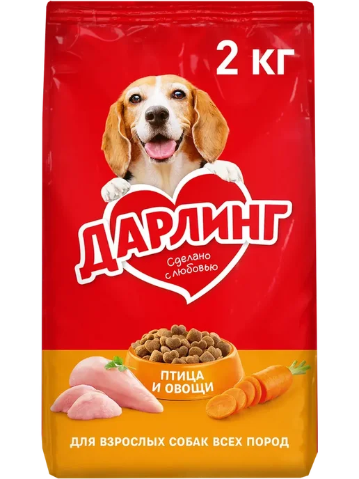 Сухой корм Дарлинг Птица для собак, 2 кг