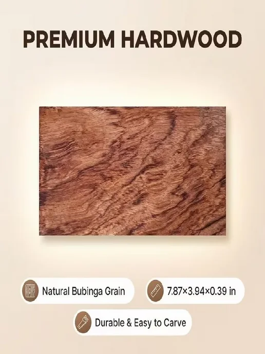 Заготовка из бубинга 20×10×1 см для резьбы и гравировки, 20x10x1 см, фото 6