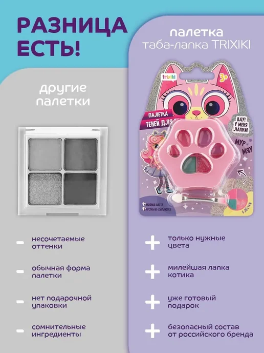 Палетка 4 цвета 3+ Тени для век, 4 цв., фото 8