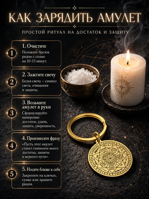 Брелок семь Архангелов на удачу и богатство, черный, фото 3