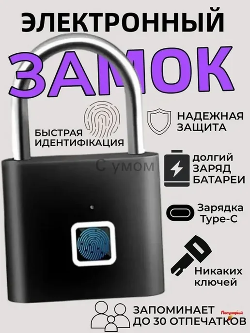 Замок навесной с отпечатком пальца, вариант