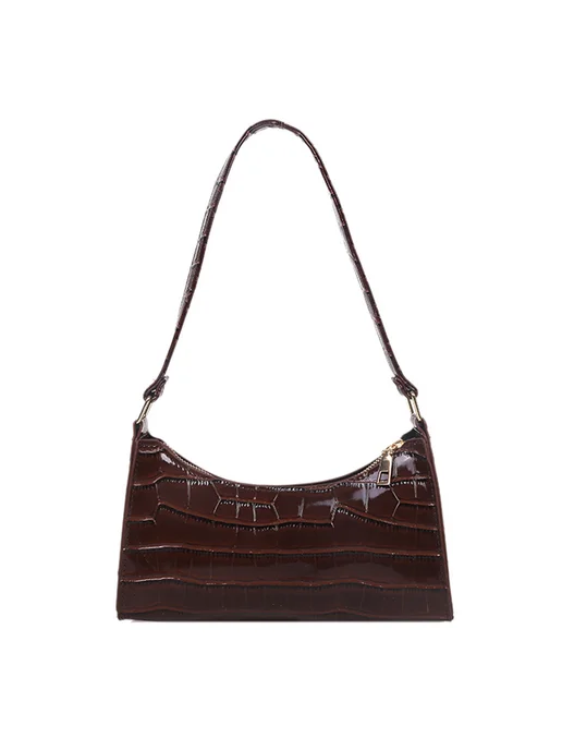PU Shouldertote повседневная сумка на молнии для шопинга, пу, коричневый