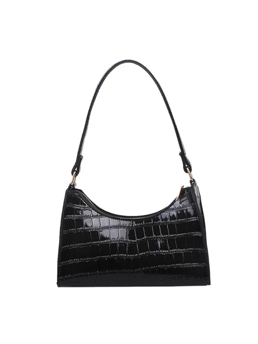 PU Shouldertote повседневная сумка на молнии для шопинга, пу, черный