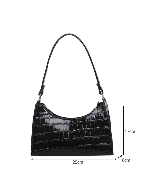 PU Shouldertote повседневная сумка на молнии для шопинга, пу, черный, фото 5