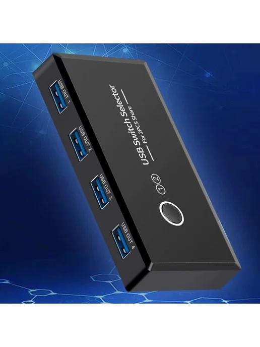 USB 2 0 коммутатор для 2 устройств, 4 порта, мышь клавиатура, вариант, фото 2