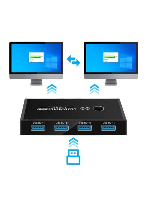 USB 2 0 коммутатор для 2 устройств, 4 порта, мышь клавиатура, вариант, фото 3