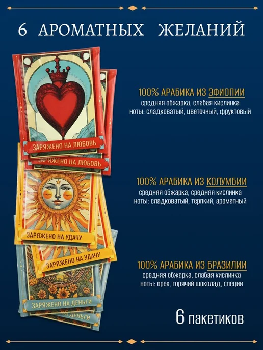 Подарочный набор кофе дрип пакеты. Заряжен на удачу, деньги, вариант, фото 3
