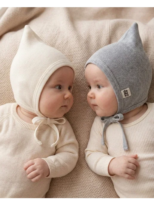 djamiko Чепчики для новорожденных в роддом шапочки с завязками, белый, фото 8