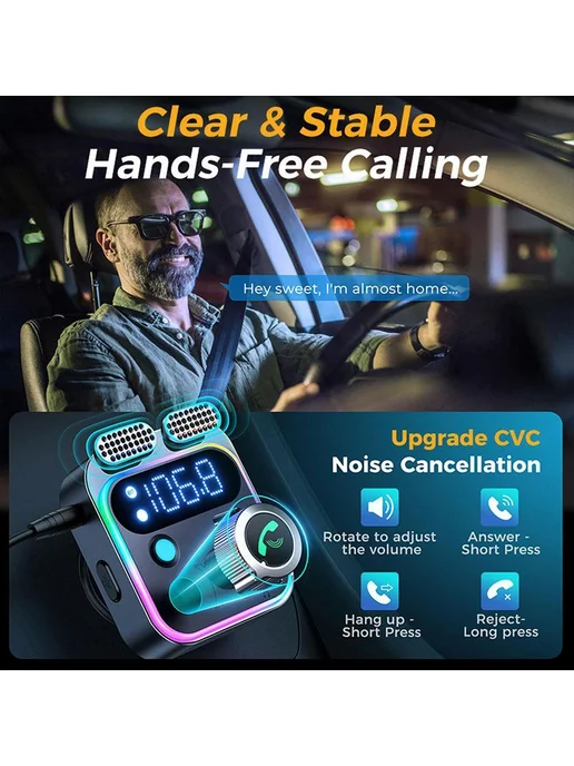 Автомобильный Bluetooth-трансмиттер с зарядкой, серый, фото 2