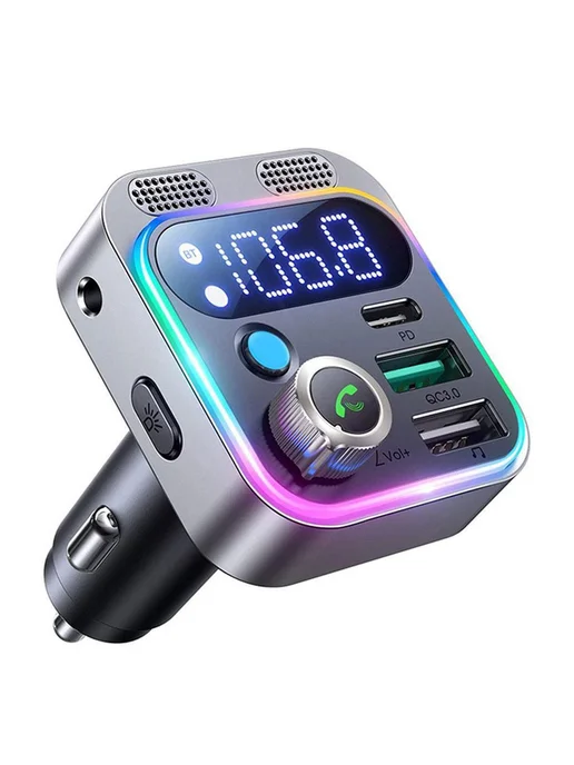 Автомобильный Bluetooth-трансмиттер с зарядкой, серый, фото 3