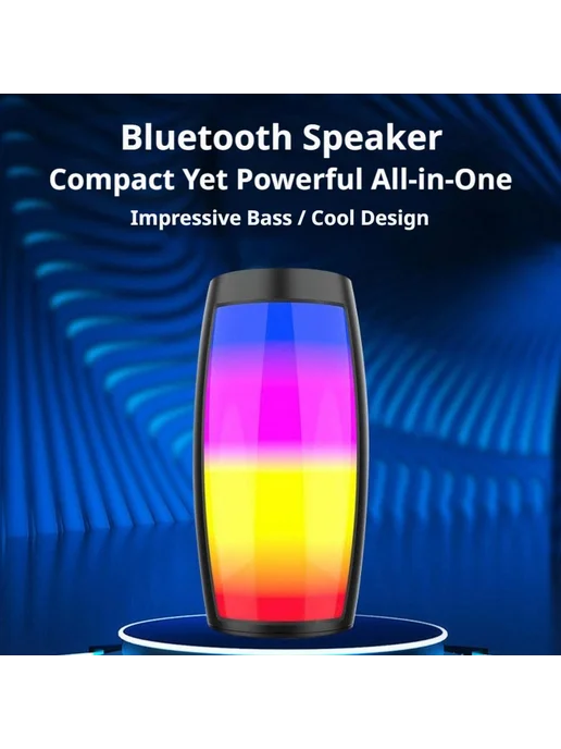 Портативная Bluetooth-колонка с подсветкой - black, черный, фото 3