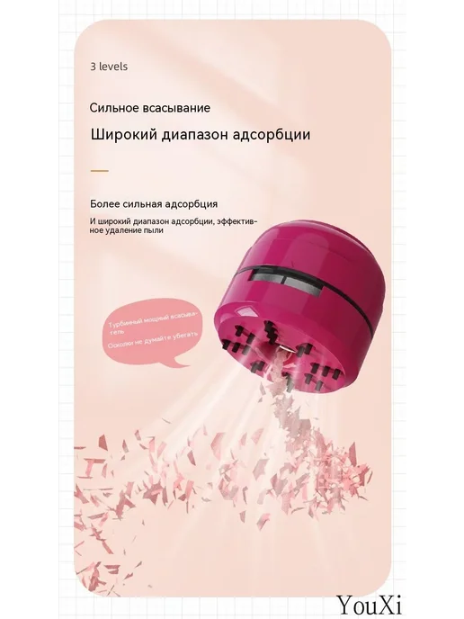 Канцелярский мини-пылесос 3 режима всасывания, вариант, фото 5