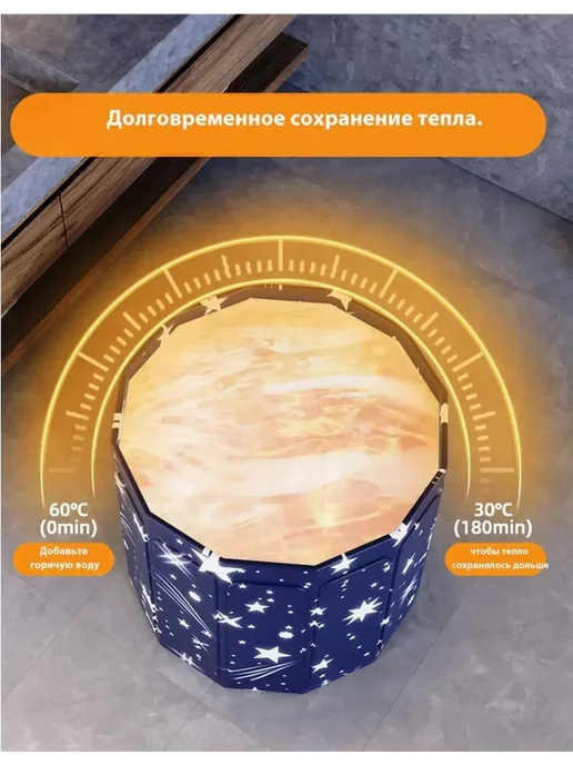 Купель для бани складная ванна, голубой, фото 2