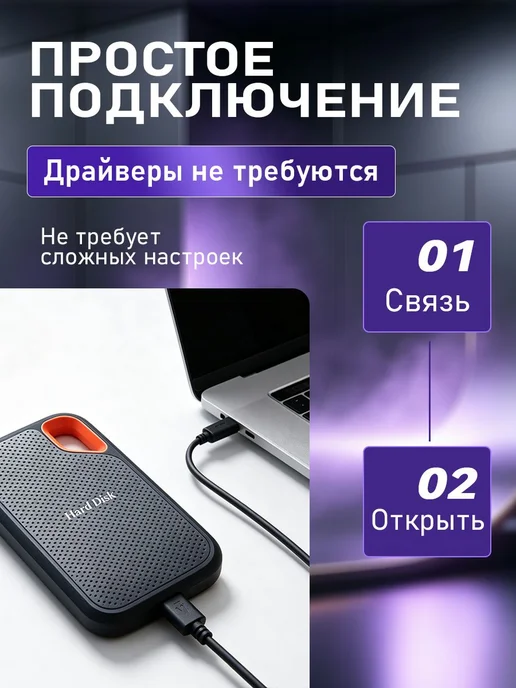 Внешний жесткий диск 1 ТБ, портативный, 2.5", черный, 1 ТБ, фото 2