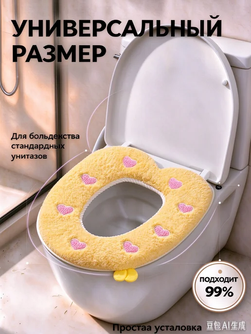Мультяшная накладка на сиденье унитаза, желтый, фото 5