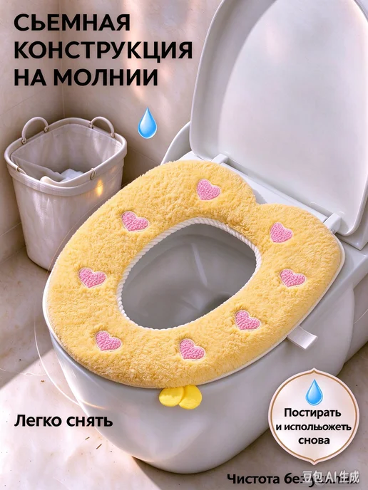 Мультяшная накладка на сиденье унитаза, желтый, фото 7