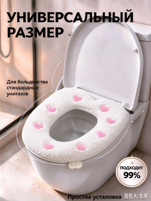 Мультяшная накладка на сиденье унитаза, белый, фото 7