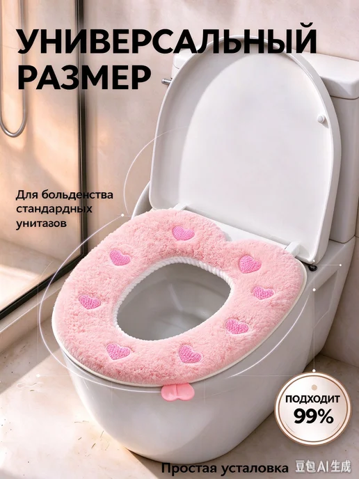 Мультяшная накладка на сиденье унитаза, розовый