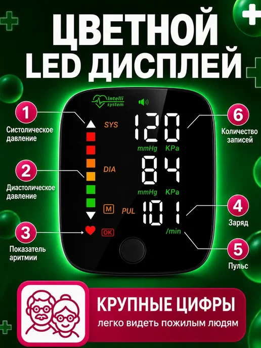 Тонометр для давления медицинский, черный, фото 6