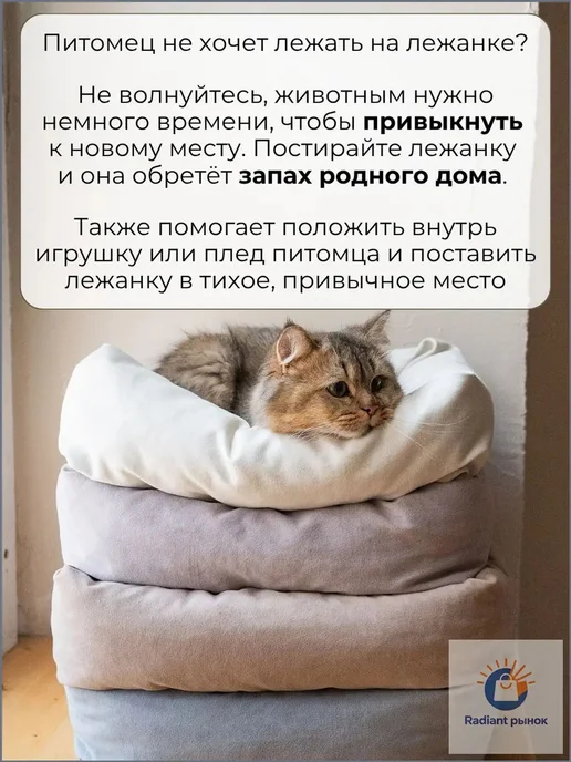Лежак прямоугольный для собак и кошек с бортиками, вариант, фото 6