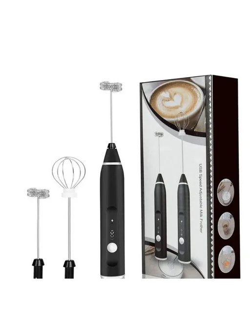 Капучинатор для молока Milk Frother, три режима работы, 2 на, черный, фото 2