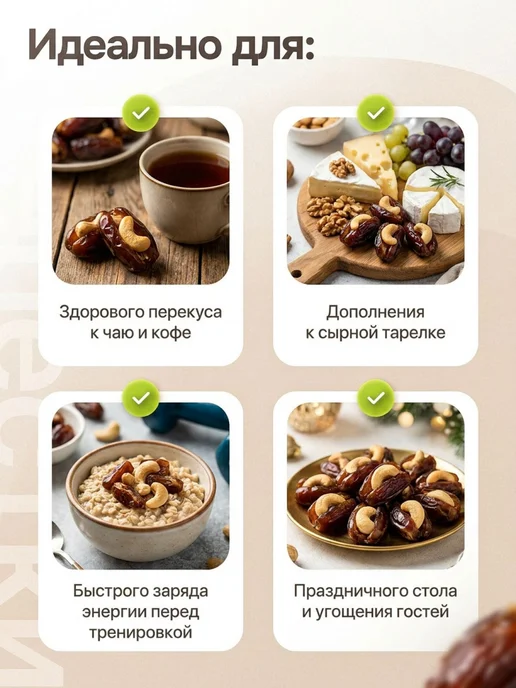 Финики с кешью жареный 500г Без сахара, без химии, без ГМО, 500 г, фото 3