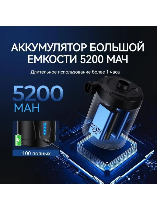 Вакуумный насос для матрасов, 5200 мА·ч, 3 насадки, вариант, фото 4