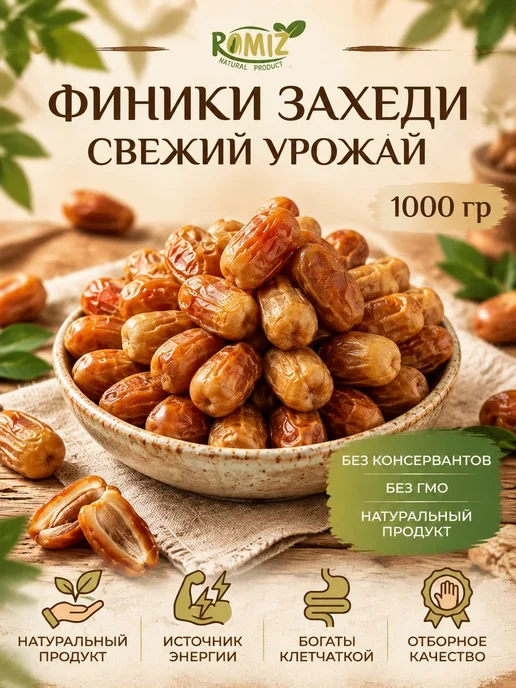 Финики без сахара сорт Захеди 1000 гр, 1 кг