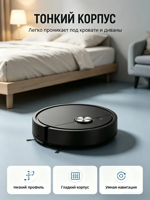 Робот-пылесос DM202411230, черный, серебристый, черный, фото 2
