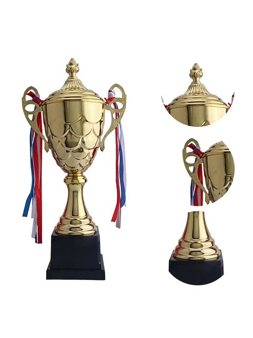 Трофеи метал с лентой для чемпионатов, кубок, бег футбол, вариант, фото 3