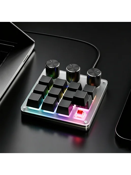 12клавишная клавиатура 3 регулятора, прозрачная Tri‑mode, 12 Key Knob Keyboard, фото 2