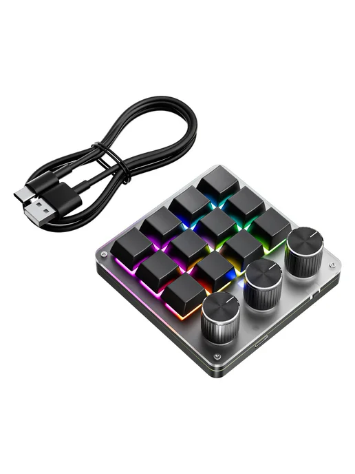 12клавишная клавиатура 3 регулятора, прозрачная Tri‑mode, 12 Key Knob Keyboard, фото 3