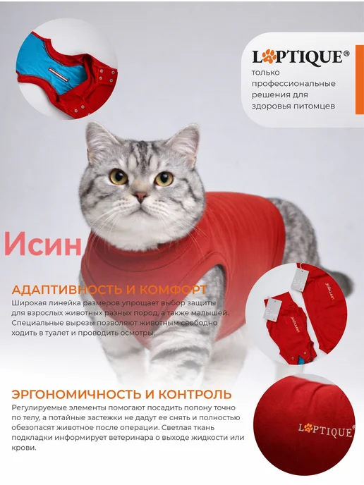 Послеоперационная попона-боди для кошек, размер 3XS, вариант, фото 3