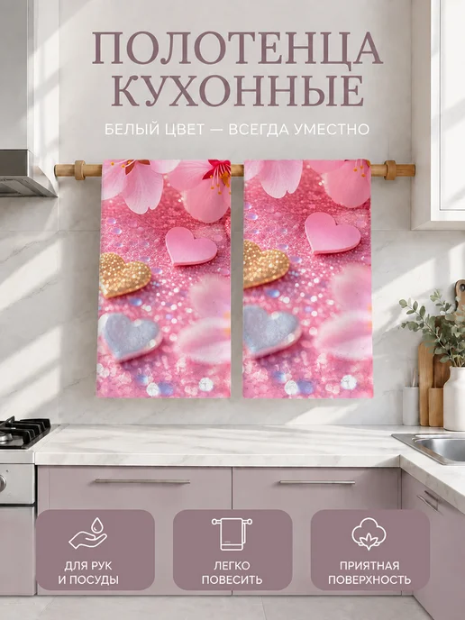 Полотенце кухонное впитывающее с принтом без ворса, вариант