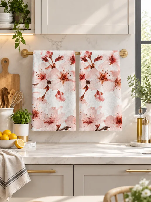 Полотенце кухонное с цветами для интерьера 40x60 см, 40x60 см, фото 4