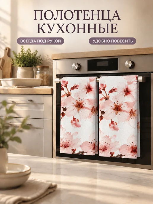 Полотенце кухонное с цветами для интерьера 40x60 см, 40x60 см, фото 7