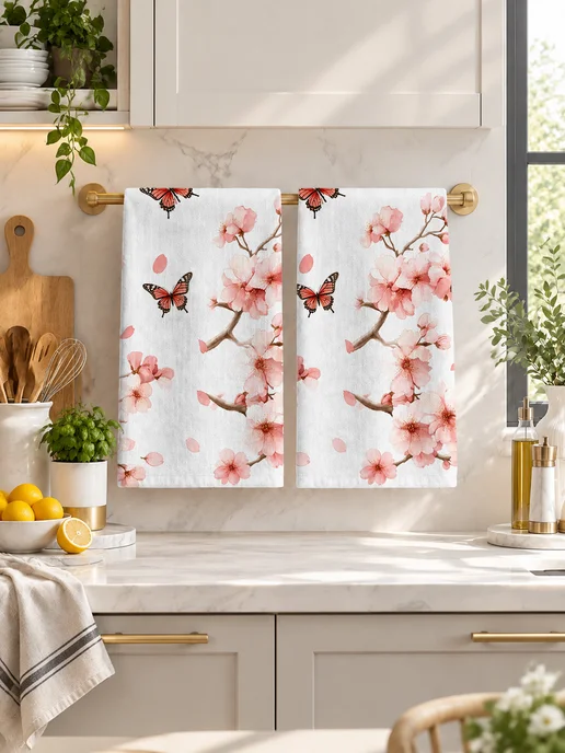 Полотенце кухонное с цветами 40х60 см, 40x60 см, фото 4