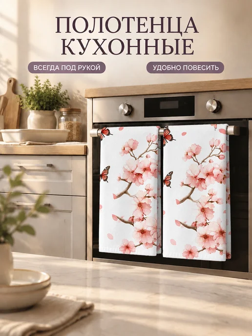 Полотенце кухонное с цветами 40х60 см, 40x60 см, фото 7