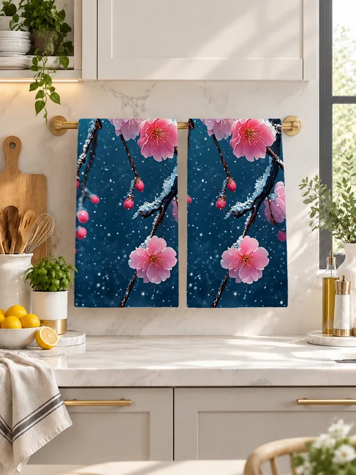 Полотенце кухонное впитывающее с цветами 40х60 см, 40x60 см, фото 4