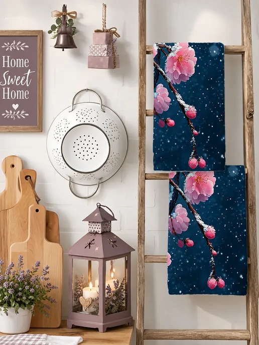Полотенце кухонное впитывающее с цветами 40х60 см, 40x60 см, фото 6