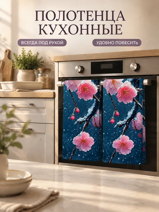 Полотенце кухонное впитывающее с цветами 40х60 см, 40x60 см, фото 7