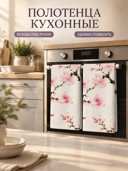 Полотенце кухонное с цветочным принтом впитывающее, вариант, фото 7