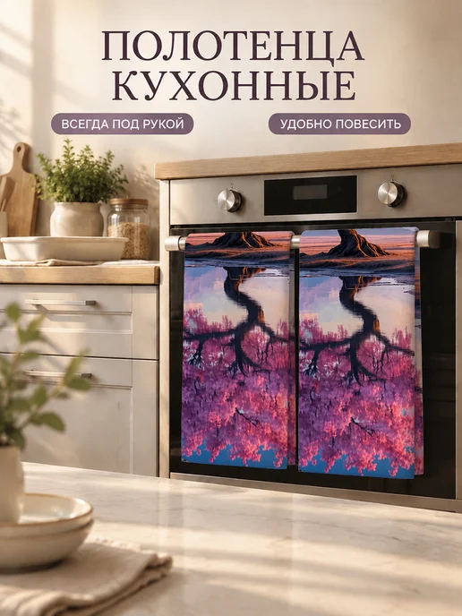 Полотенце кухонное с принтом для посуды и рук мягкое, вариант, фото 7