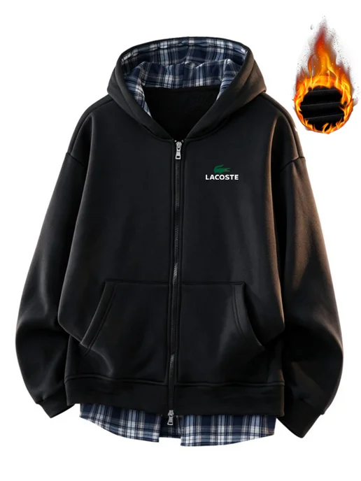 Флисовая толстовка с капюшоном на молнии lacoste