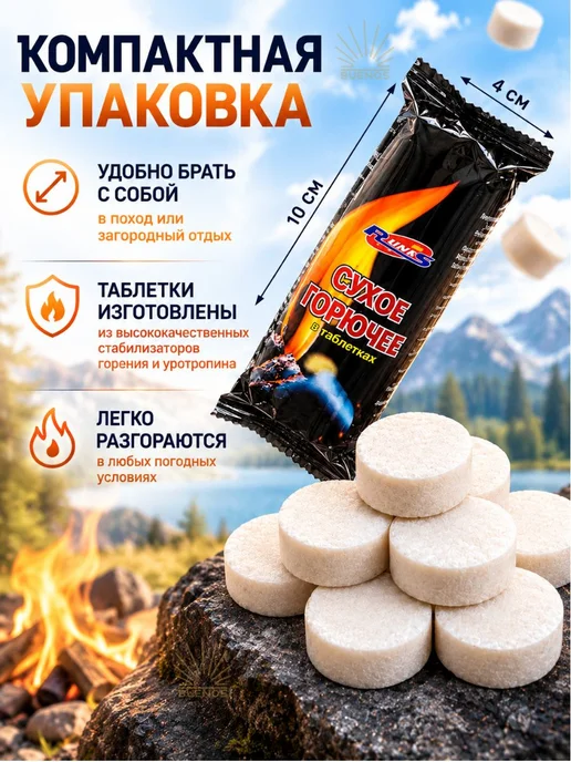 Сухое горючее в таблетках, 4 упаковки по 10 штук, вариант, фото 3