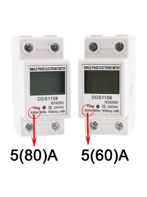 Счетчик электроэнергии однофазный 5 (60)A AC 220V 60 Hz, 60 AC 220V 60, фото 5